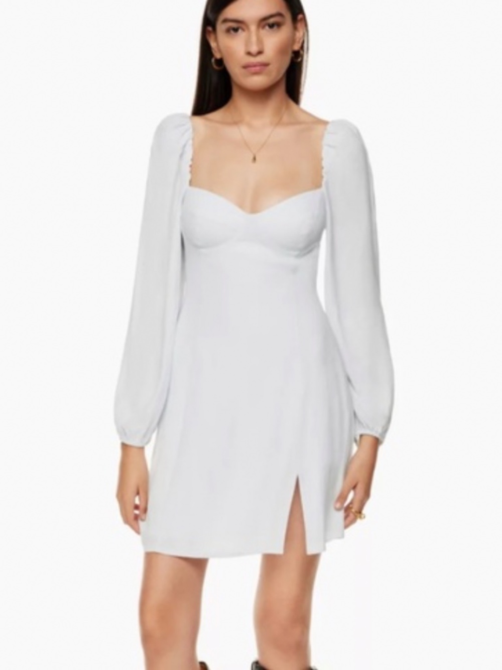 Wilfred White Long-Sleeve Mini Sweetheart neckline Novella Dress Dress 14